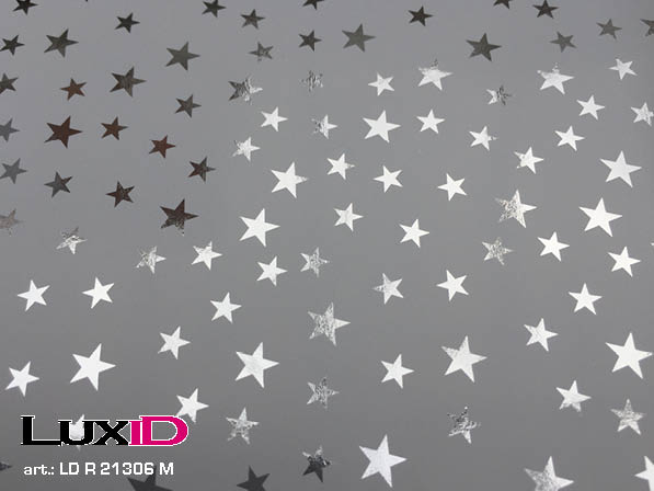 Wrapping paper shining star white silver 50cm x 100m